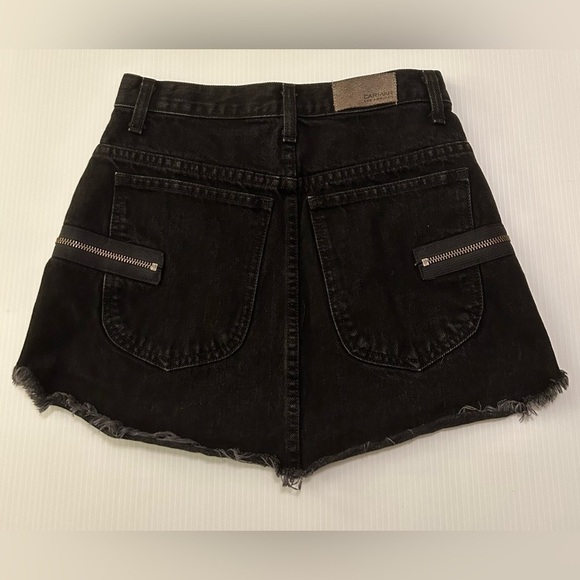 Carmar Zipper Zip Front Black Denim Jean Mini Skirt Washed Black Size 25 - Picture 2 of 7